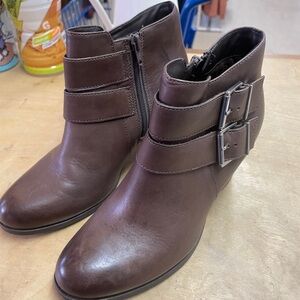 Clarks Double Buckle Brown Ankle Boots
